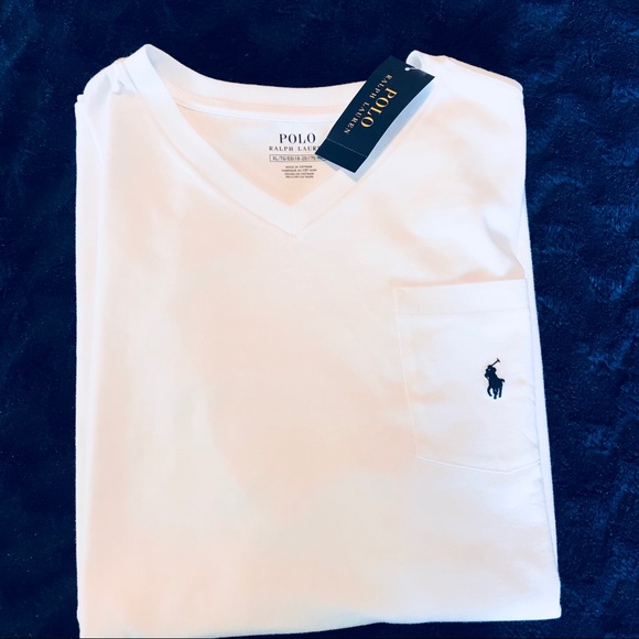 polo ralph lauren white v neck tees